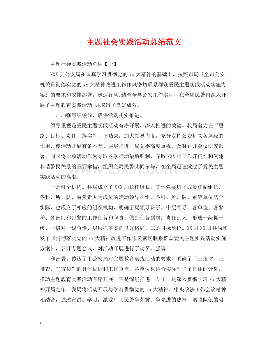 主题社会实践活动总结范文.docx_第1页