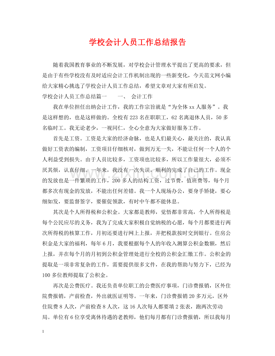 学校会计人员工作总结报告.docx_第1页