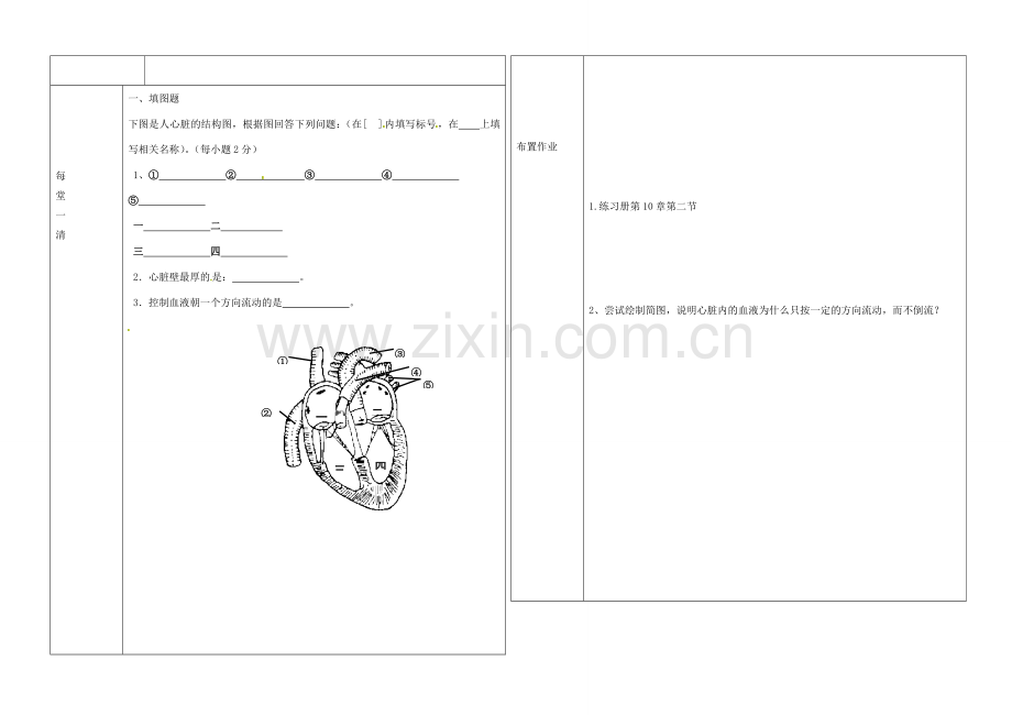 辽宁省抚顺市第二十六中学七年级生物下册《第10章 第二节 血液循环》教学案2 新人教版.doc_第2页