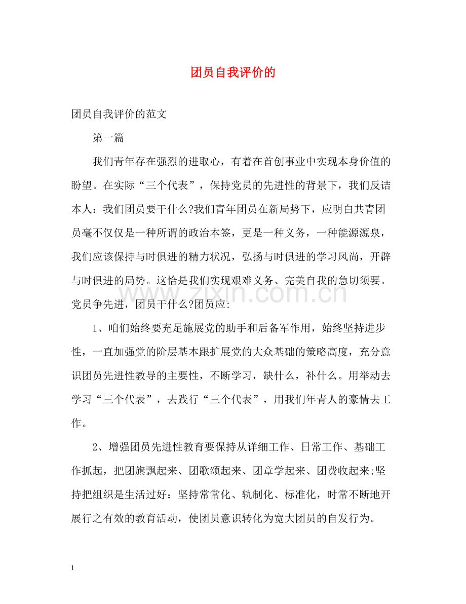 团员自我评价的2.docx_第1页