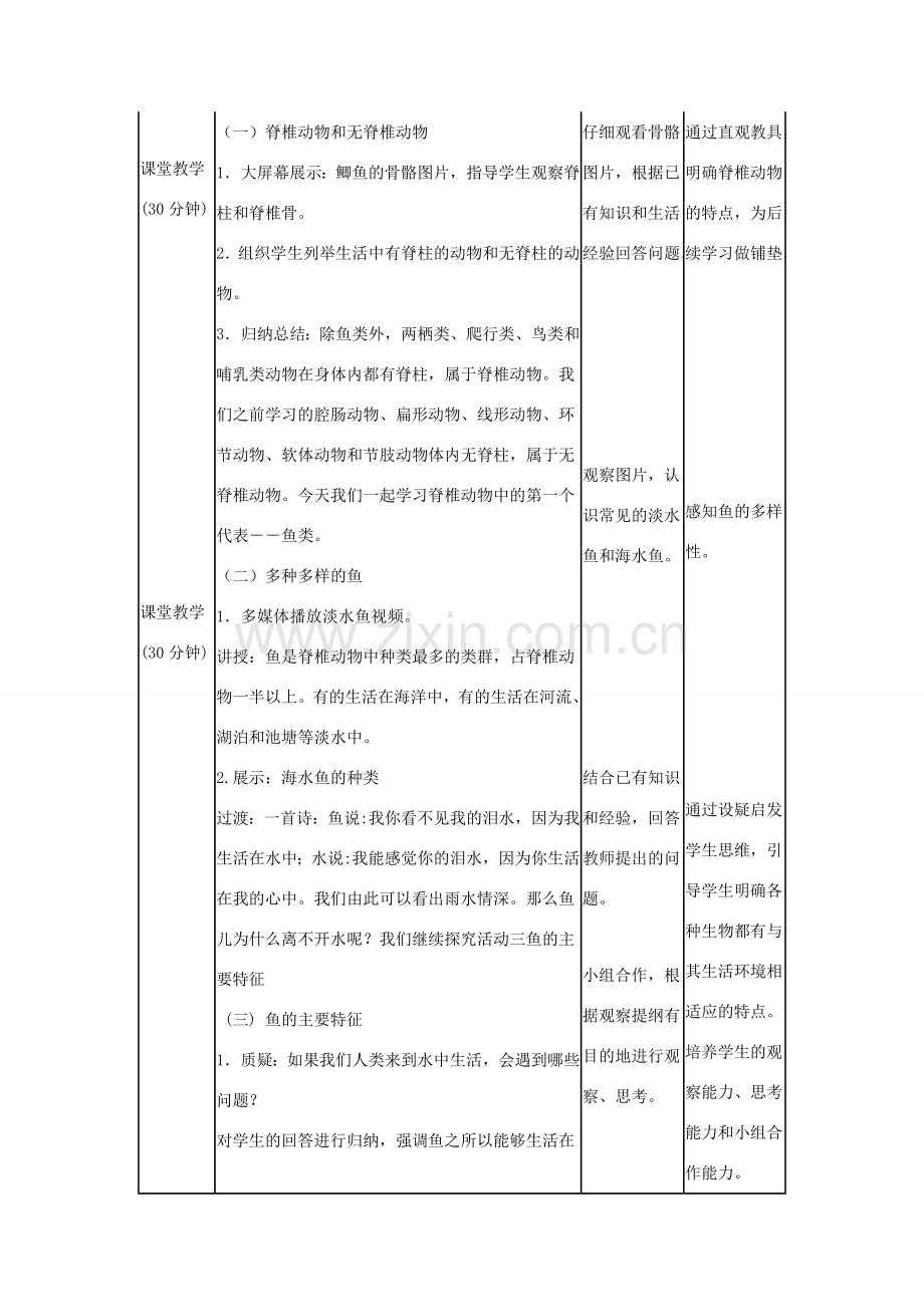 八年级生物上册 5.1.4 鱼教学设计 （新版）新人教版-（新版）新人教版初中八年级上册生物教案.doc_第2页