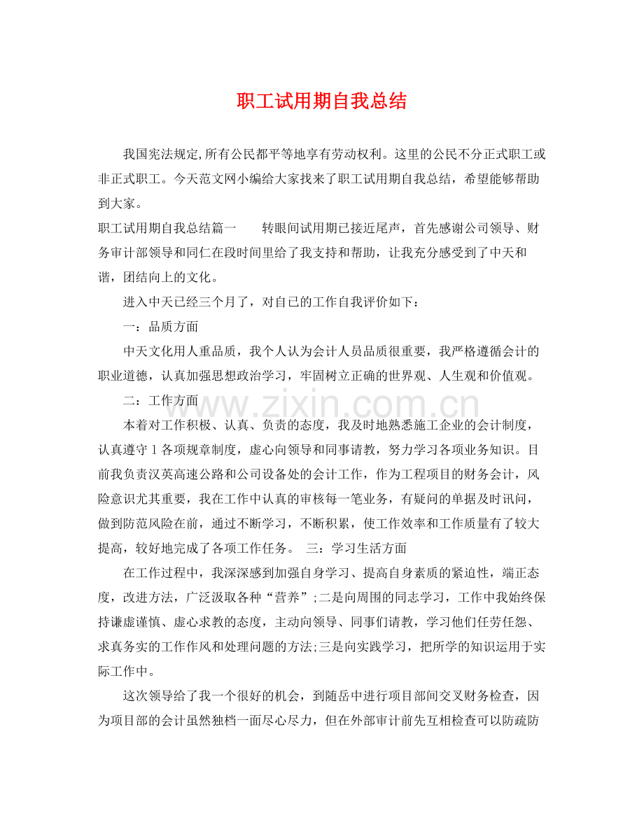 职工试用期自我总结 .docx_第1页