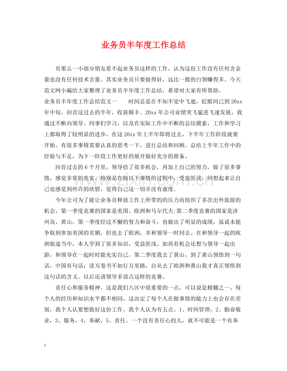 业务员半年度工作总结.docx_第1页