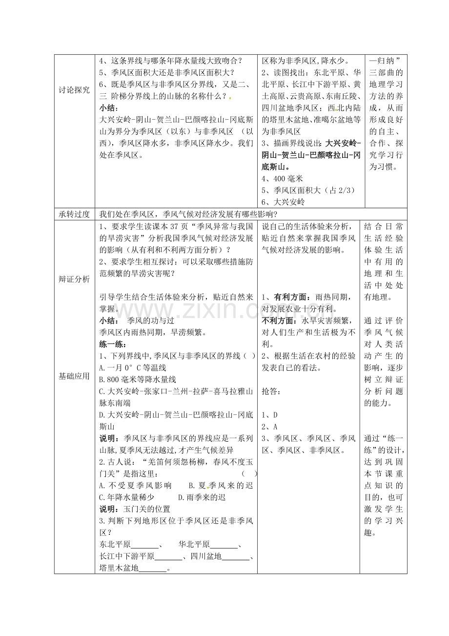 山东省枣庄市峄城区吴林街道中学八年级地理上册 2-4 气候的基本特征（第1课时）教案 商务星球版.doc_第3页