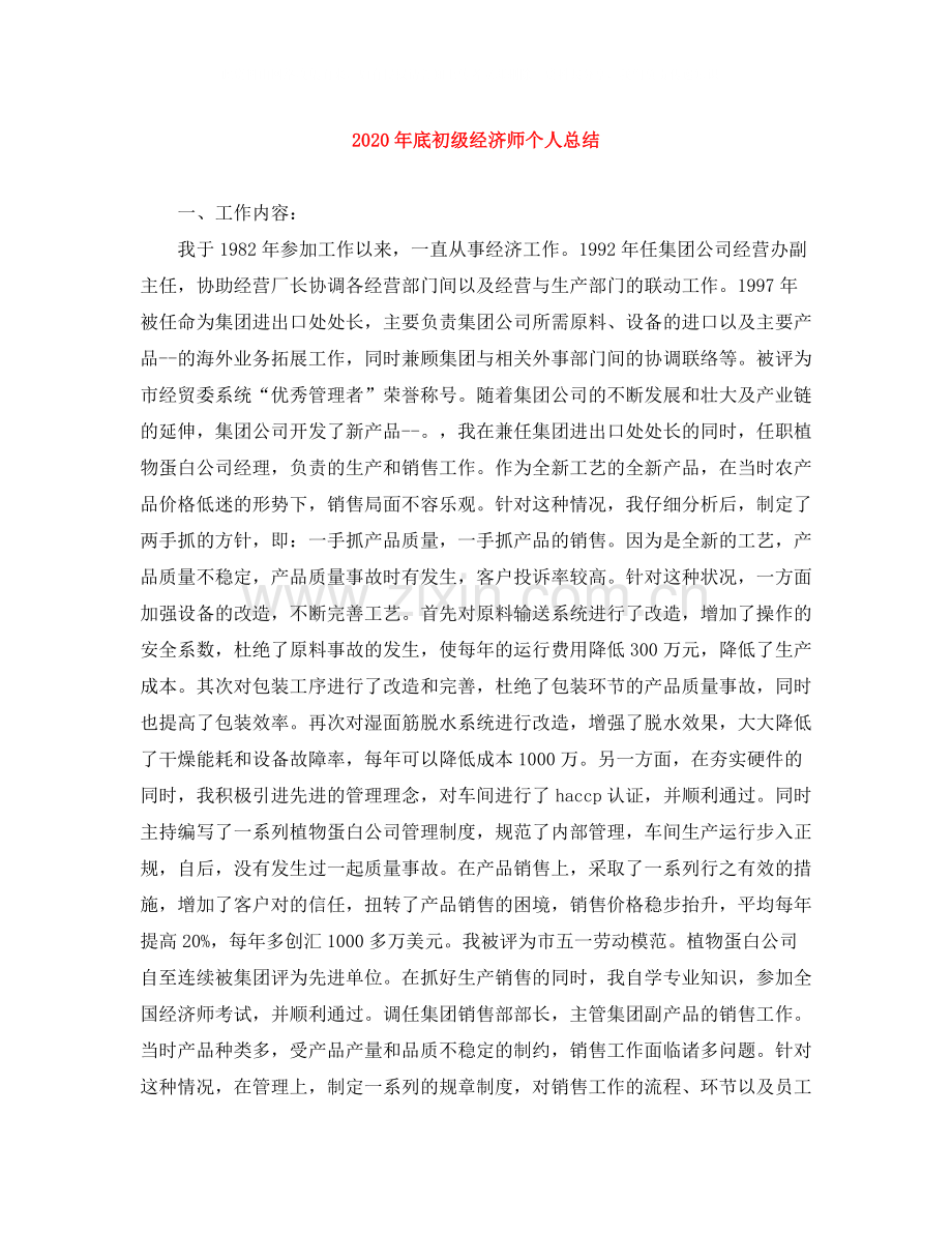 2020年底初级经济师个人总结.docx_第1页