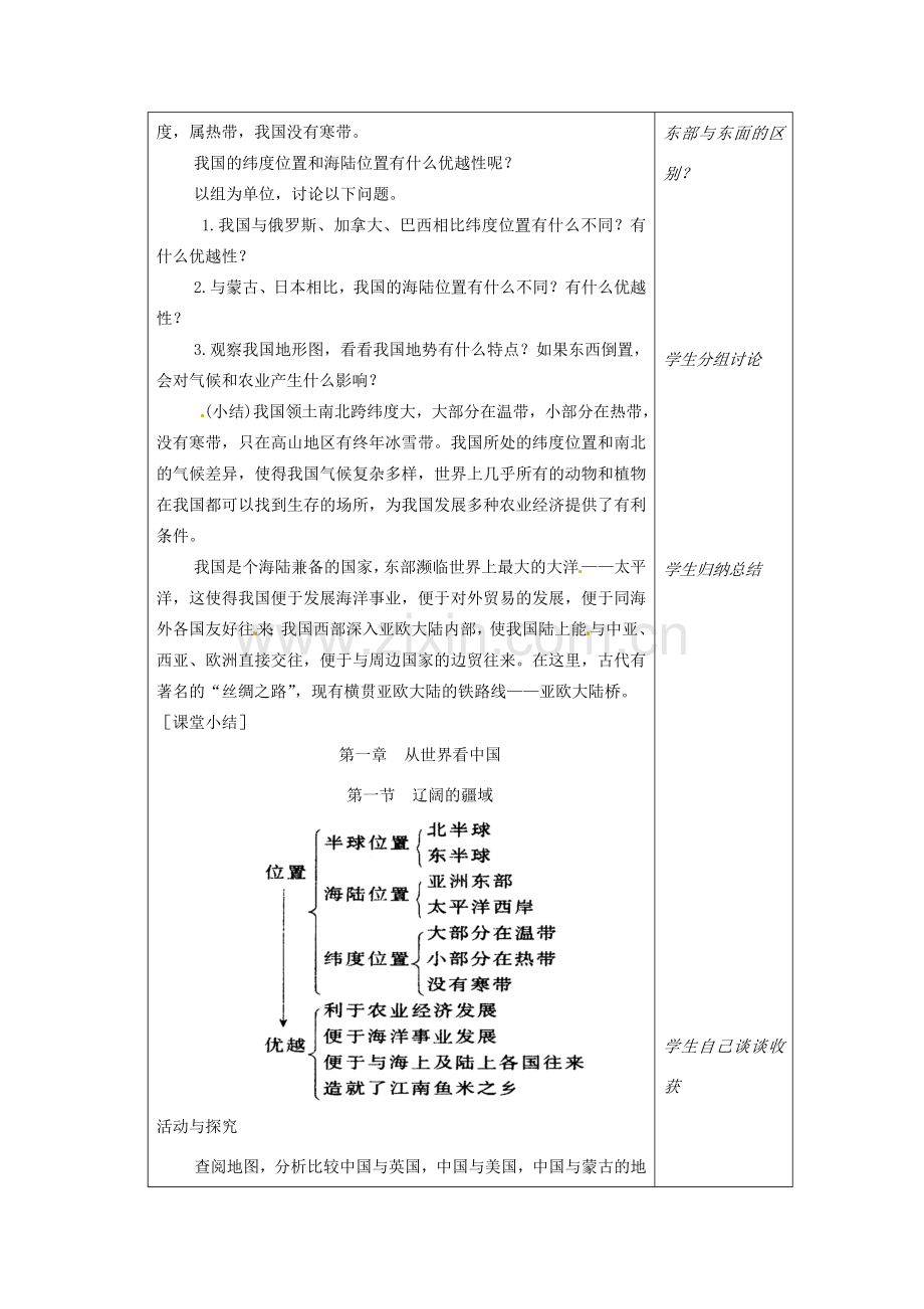 江苏省徐州市铜山区八年级地理上册 1.1.1中国的疆域教案1 （新版）湘教版-（新版）湘教版初中八年级上册地理教案.doc_第2页