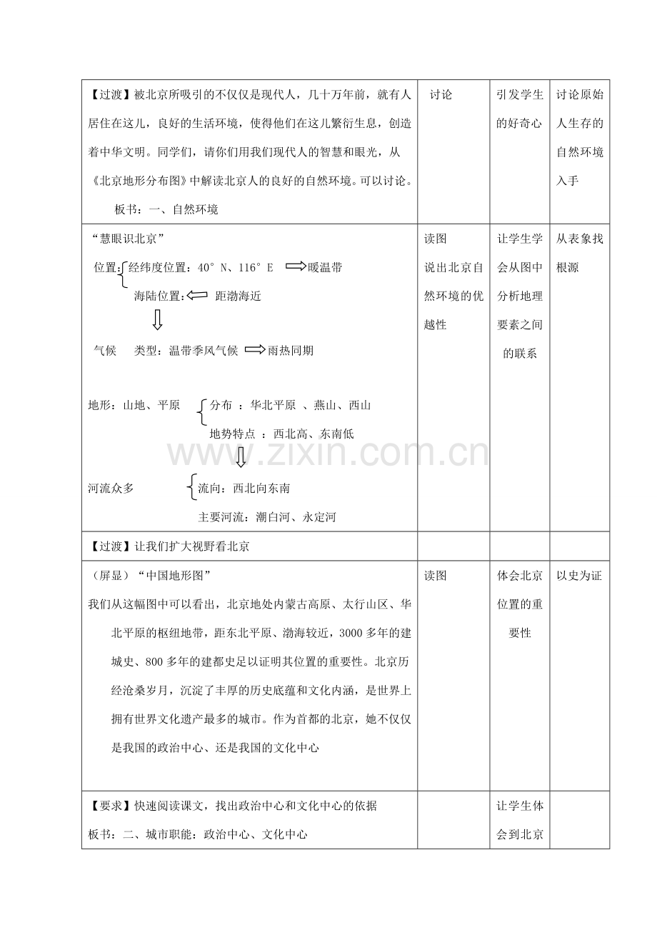 山东省八年级地理下册 第八章 第一节 北京市的城市特征与建设成就教案 （新版）湘教版-（新版）湘教版初中八年级下册地理教案.doc_第2页