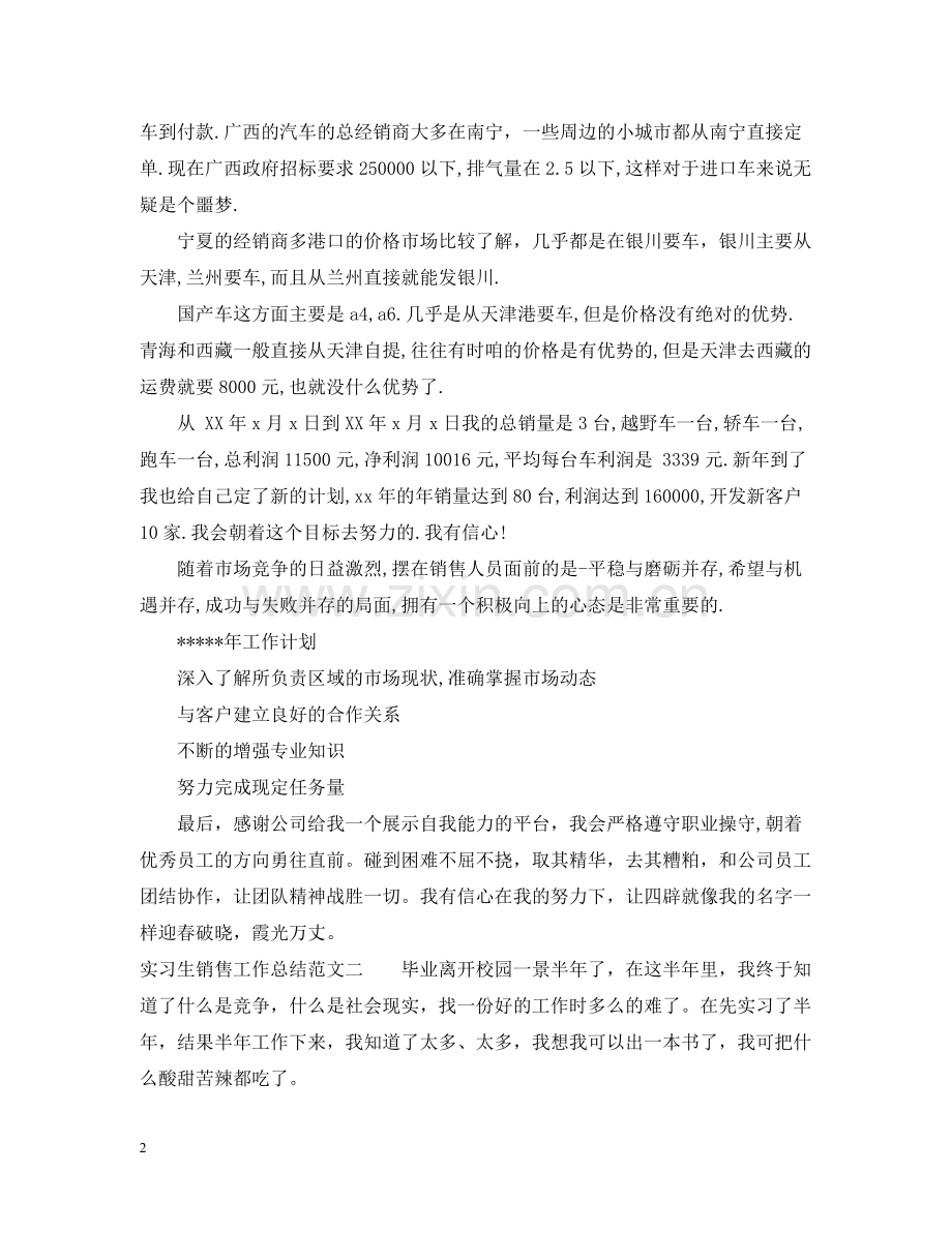 实习生销售工作总结报告.docx_第2页