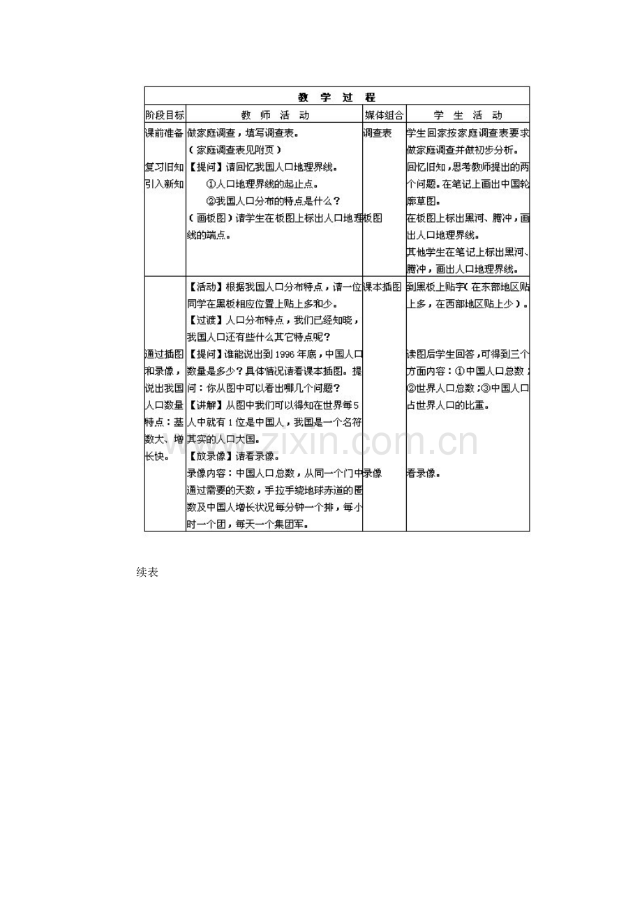 江苏省大丰市万盈第二中学八年级地理上册 第三节 中国的人口教案 新人教版.doc_第2页