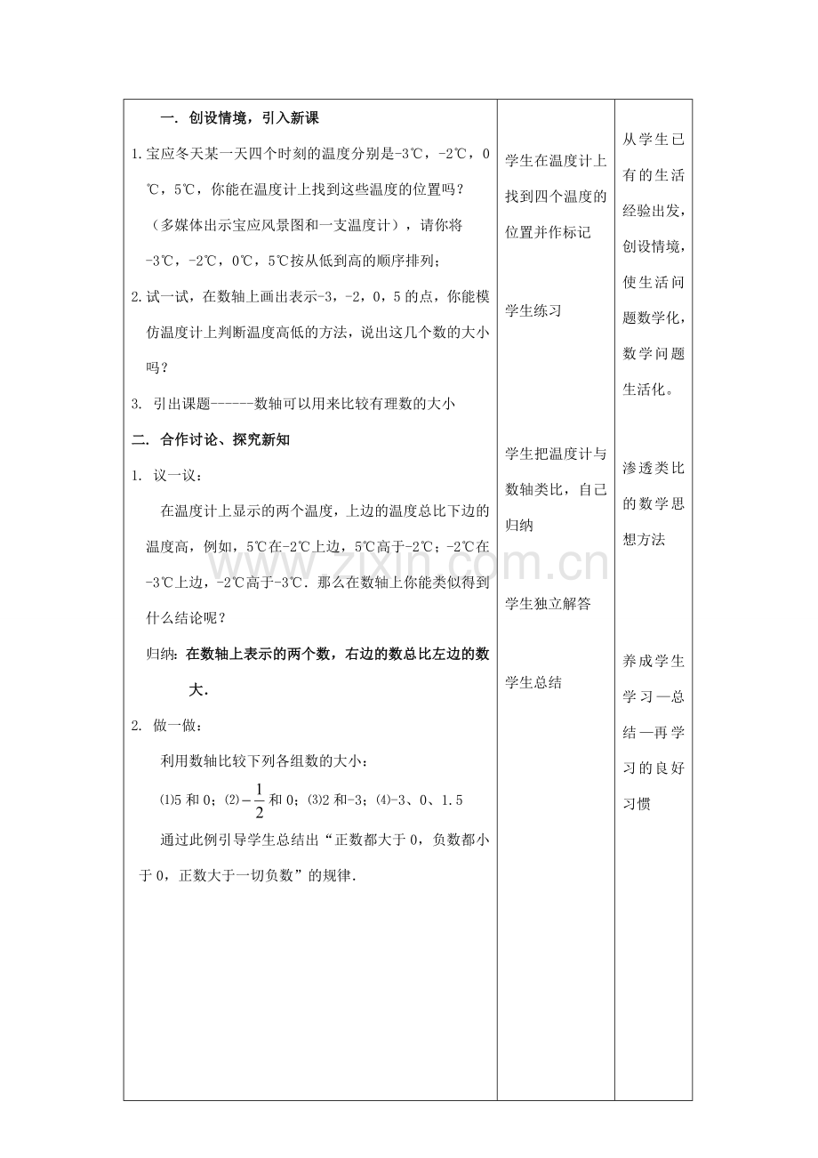 七年级数学上册 第2章 有理数 2.2 数轴（2）教案 苏科版-苏科版初中七年级上册数学教案.doc_第2页