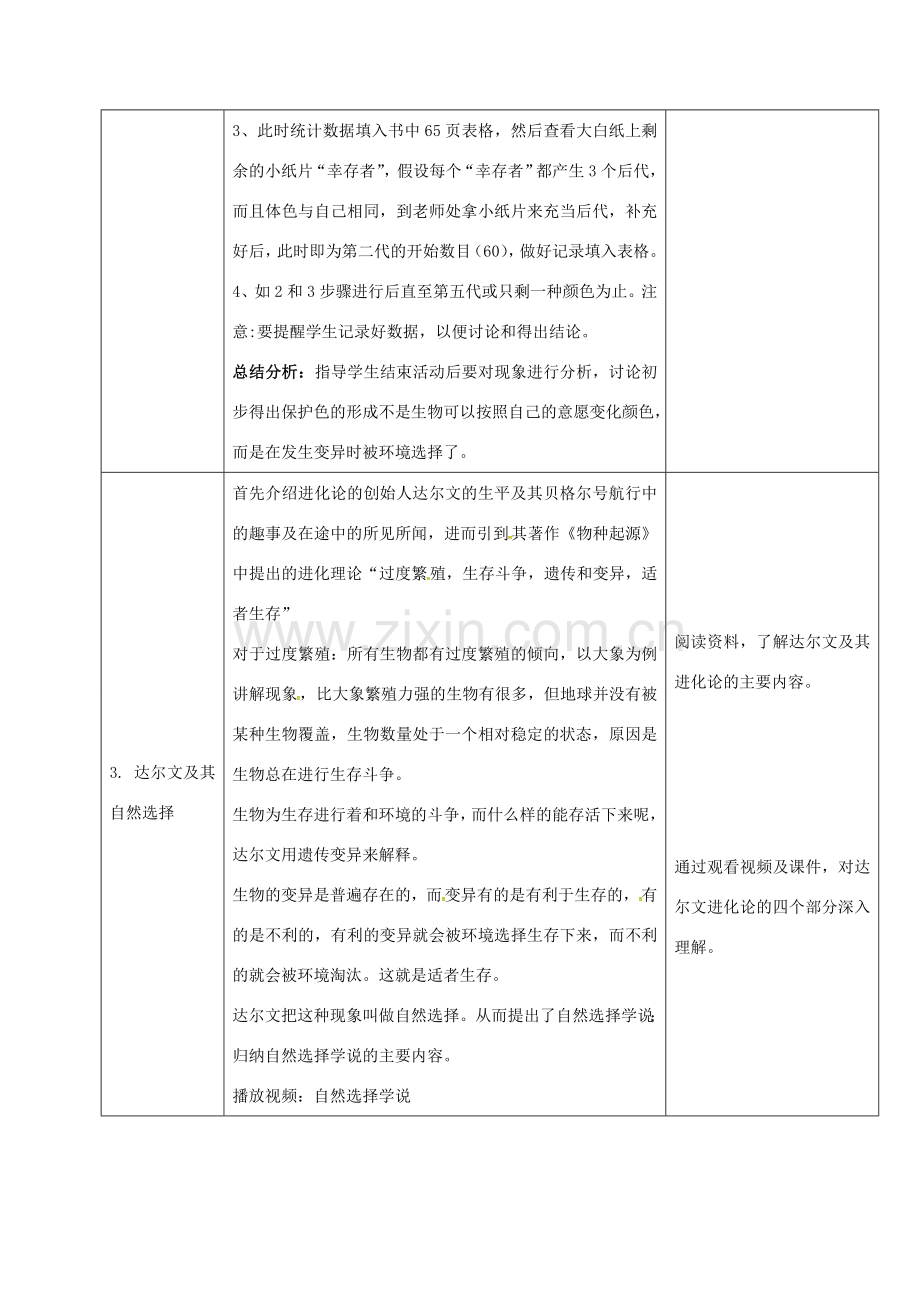 黑龙江省鸡西市八年级生物下册 7.3.3 生物进化的原因教案 （新版）新人教版-（新版）新人教版初中八年级下册生物教案.doc_第2页