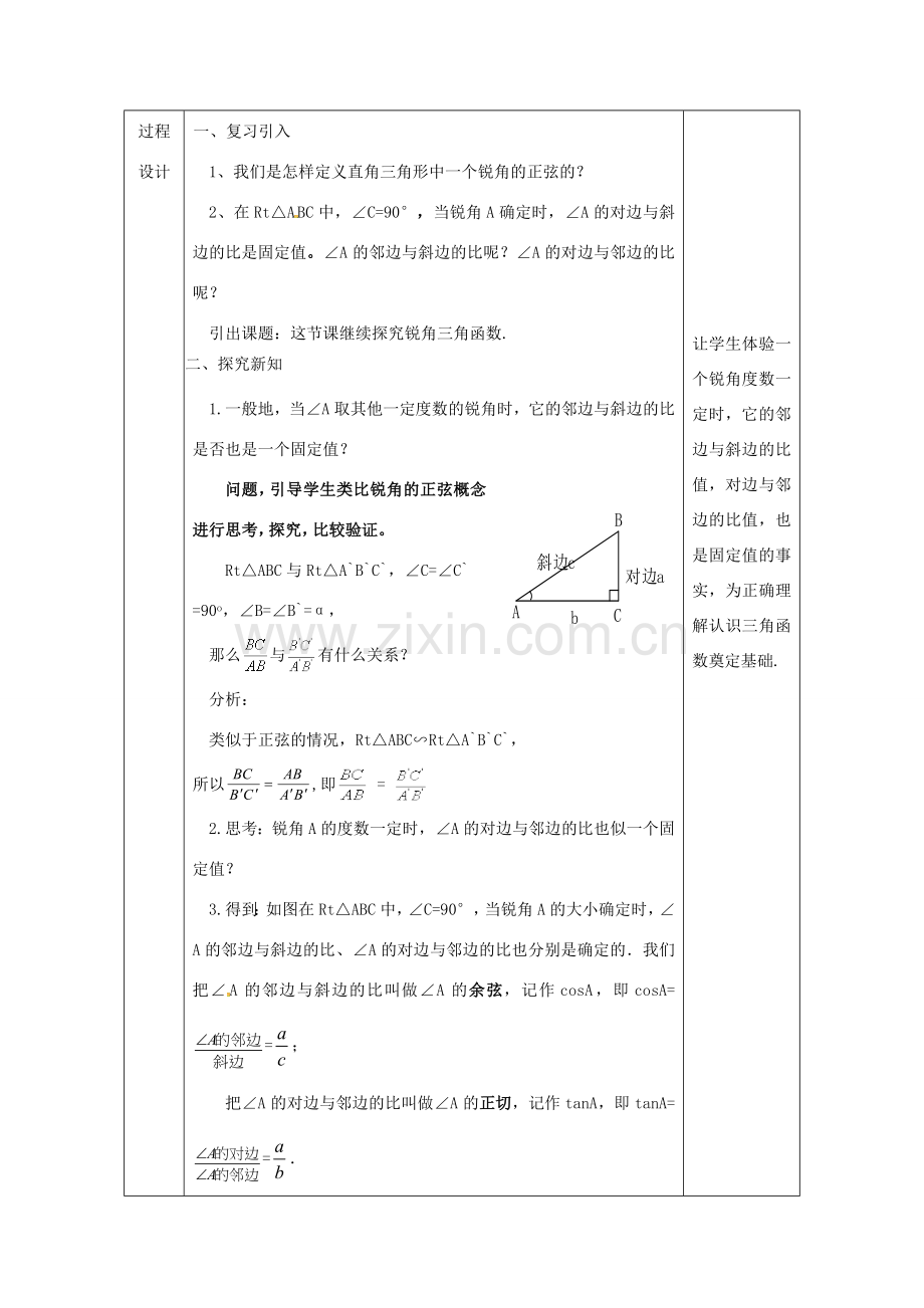 陕西省安康市石泉县池河镇九年级数学下册 28.1 锐角三角函数（2）教案 （新版）新人教版-（新版）新人教版初中九年级下册数学教案.doc_第2页