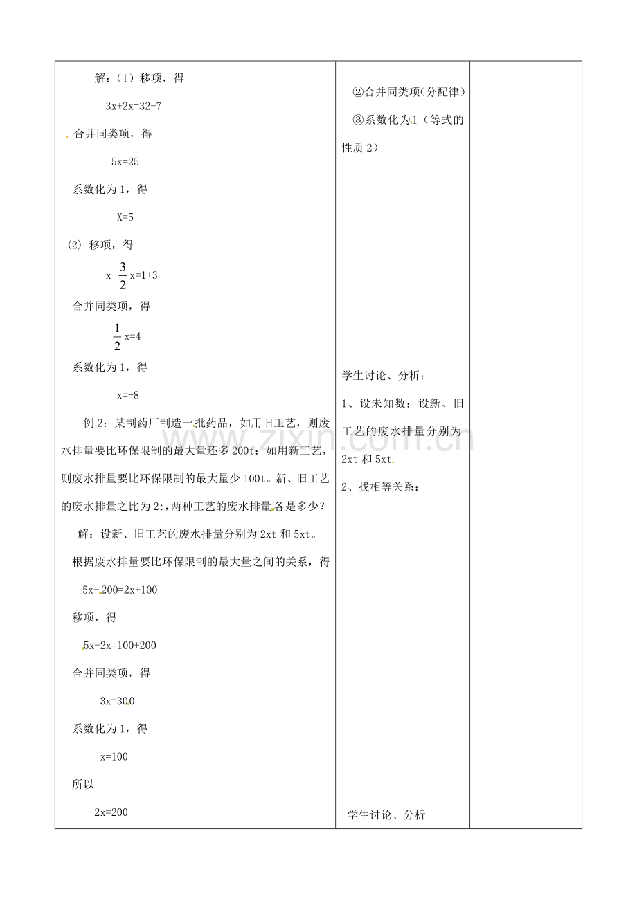 江苏省无锡市七年级数学上册 3.2.1 解一元一次方程教案4 新人教版.doc_第2页