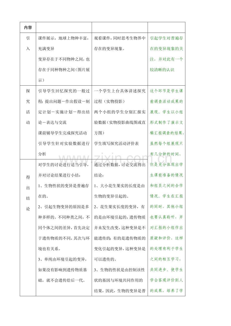 八年级生物 第四节生物的变异教案.doc_第3页