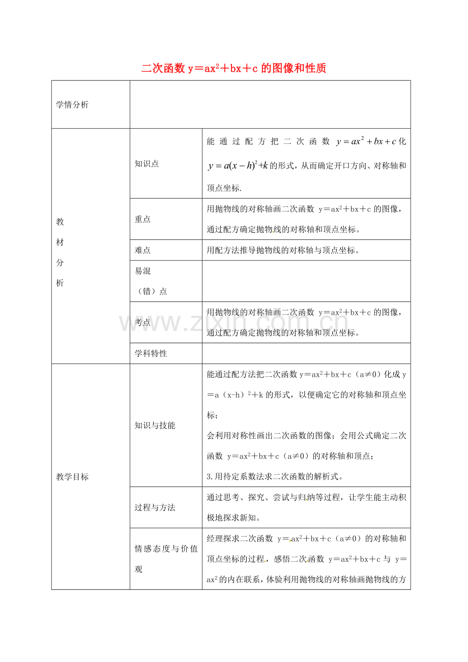 九年级数学上册 22.1.6 二次函数yax2bxc的图象和性质教案 （新版）新人教版-（新版）新人教版初中九年级上册数学教案.doc_第1页