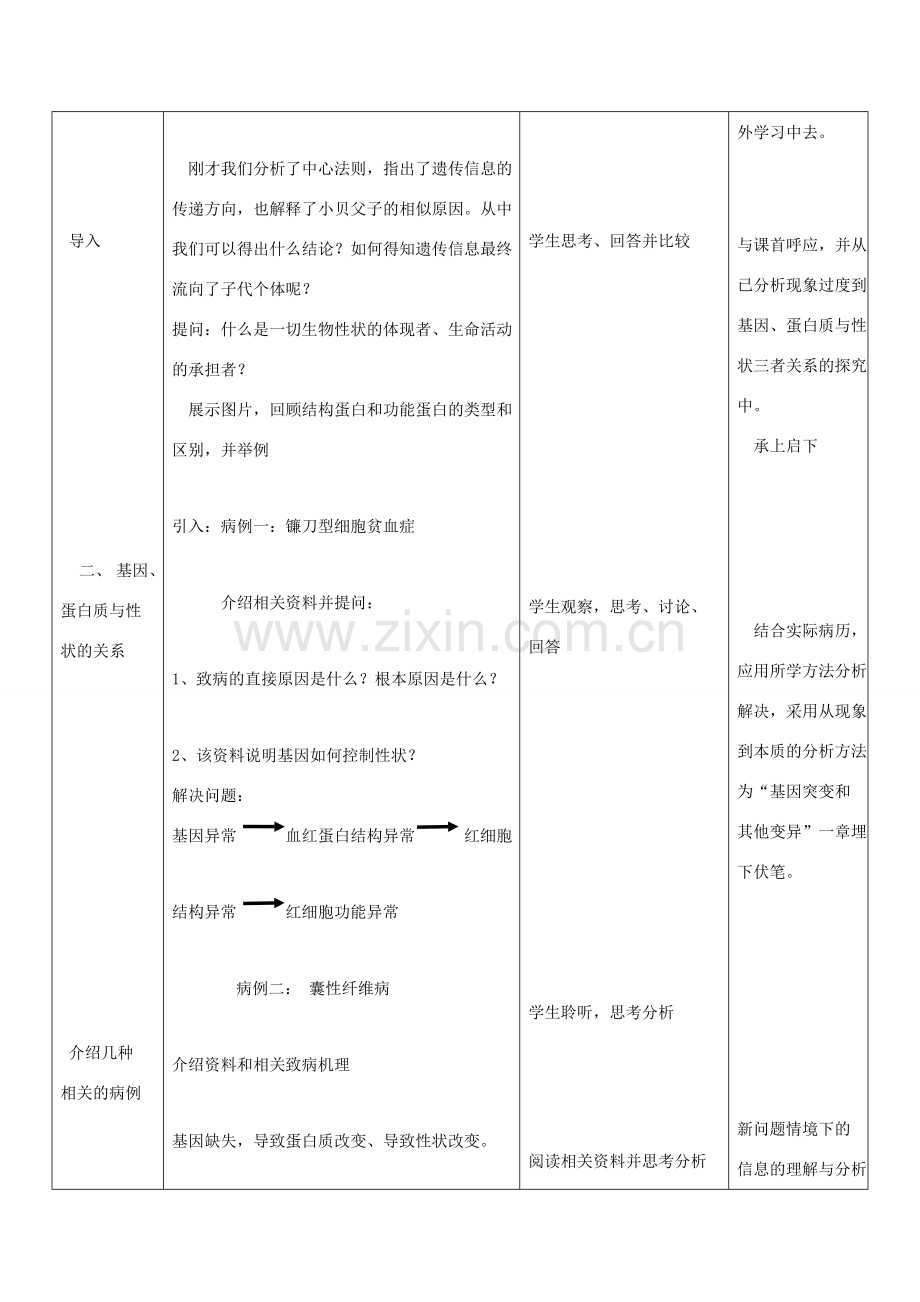 八年级生物下册 7.2.1 基因控制生物的性状教案1 （新版）新人教版.doc_第3页