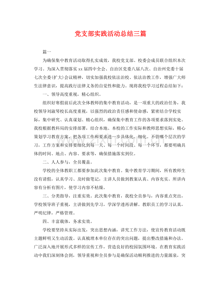 党支部实践活动总结三篇 .docx_第1页