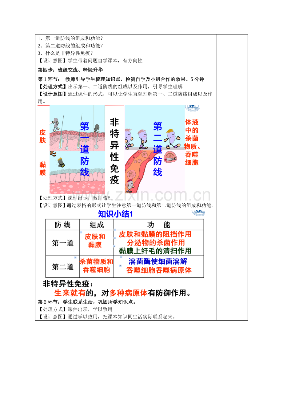 七年级生物下册 第六章 第三节 人体的免疫功能教案 （新版）济南版-（新版）济南版初中七年级下册生物教案.doc_第2页