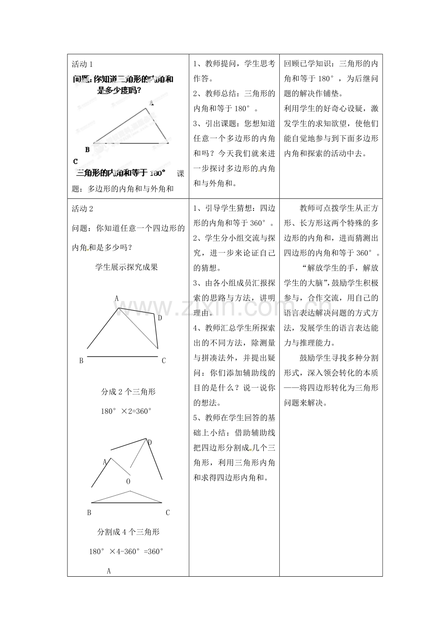 湖北省孝感市孝南区肖港初中七年级数学下册 7.3.2《多边形的内角和》教案教案 新人教版.doc_第2页