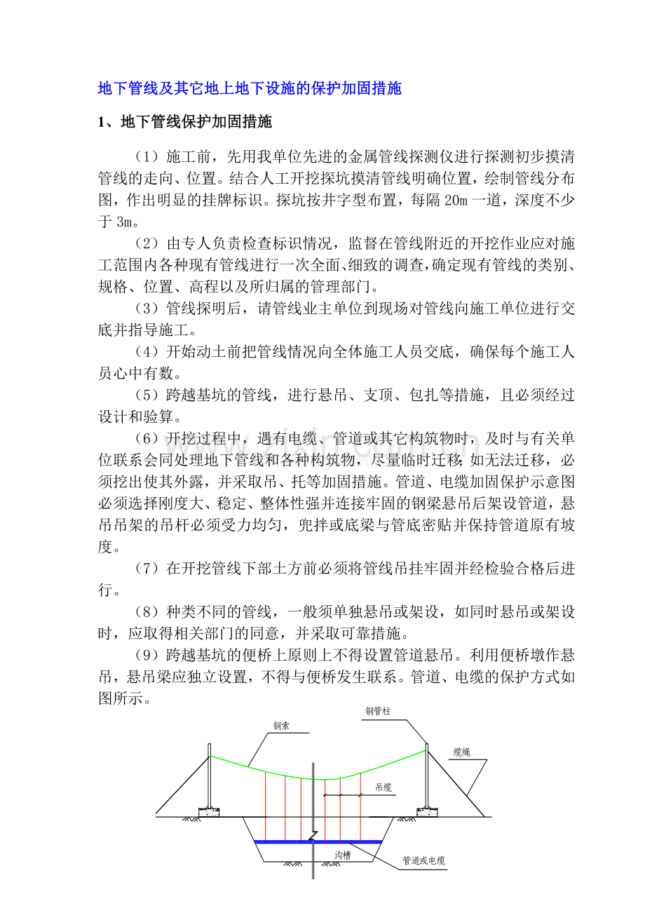 地下管线及其它地上地下设施的保护加固措施.doc_第1页