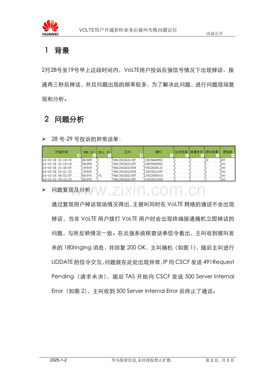 VOLTE用户开通彩铃业务后被叫失败问题定位20160229.doc_第2页