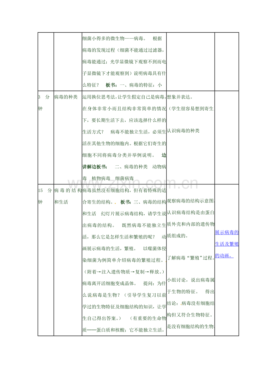 七年级生物上册 第二单元 第三章 第一节 病毒教案 （新版）济南版-（新版）济南版初中七年级上册生物教案.doc_第3页