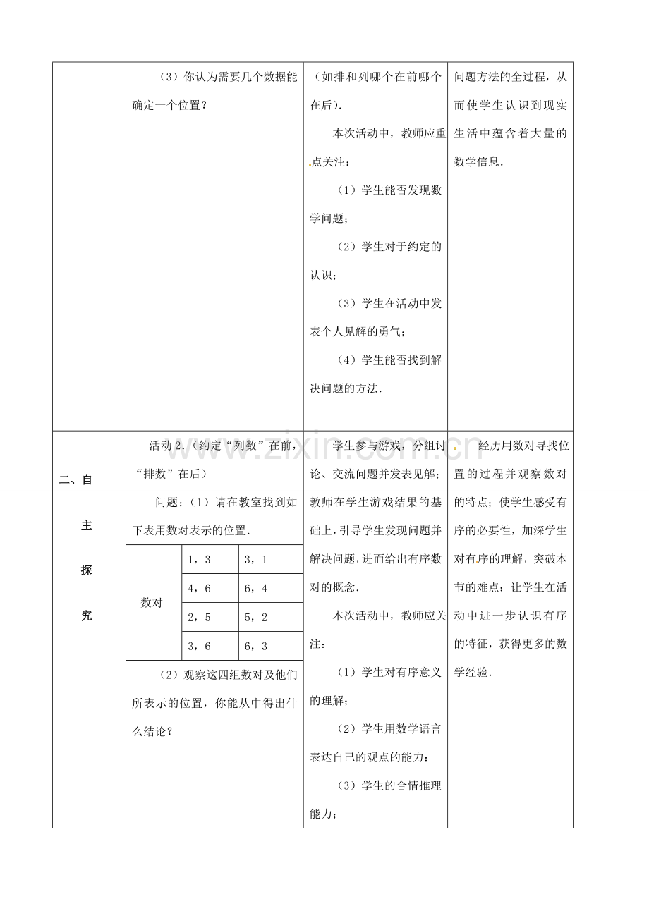 山东省郯城县第三中学七年级数学下册《611 有序数对》教案 .doc_第2页