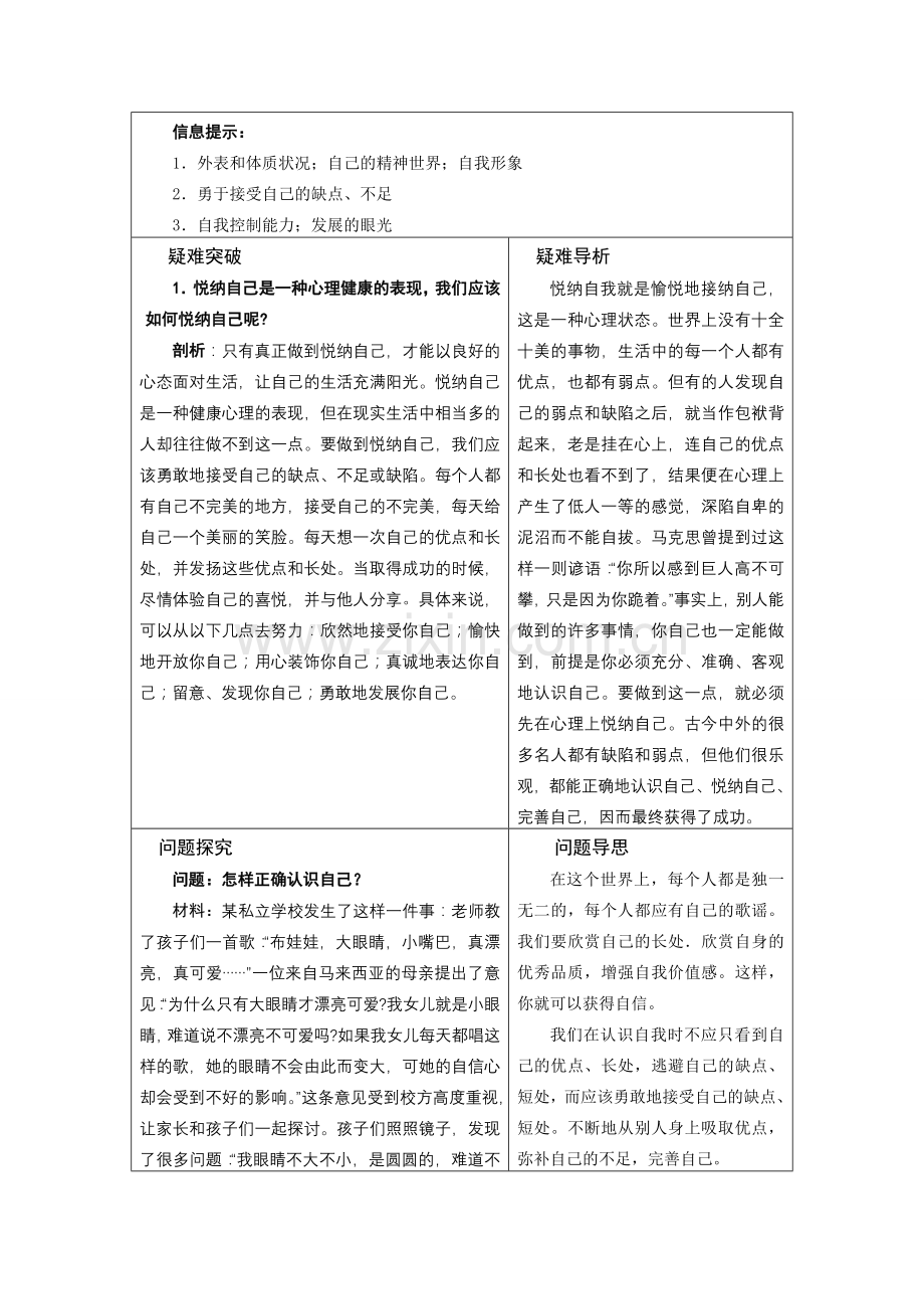 七年级政治第二单元认识自我教学教案 粤教版.doc_第3页