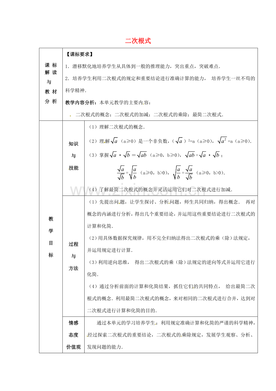 八年级数学下册 16 二次根式教案 （新版）新人教版-（新版）新人教版初中八年级下册数学教案.doc_第1页