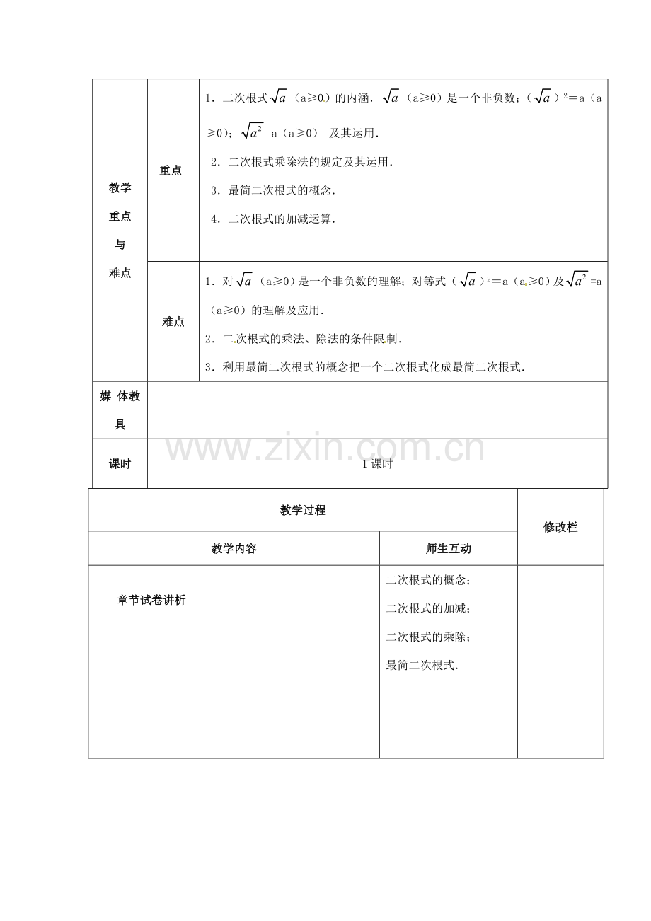 八年级数学下册 16 二次根式教案 （新版）新人教版-（新版）新人教版初中八年级下册数学教案.doc_第2页