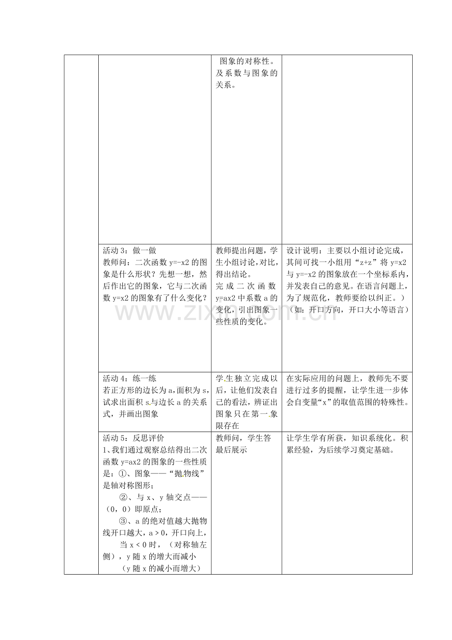 秋九年级数学上册 22.1.2 二次函数yax2的图象和性质教案 （新版）新人教版-（新版）新人教版初中九年级上册数学教案.doc_第3页