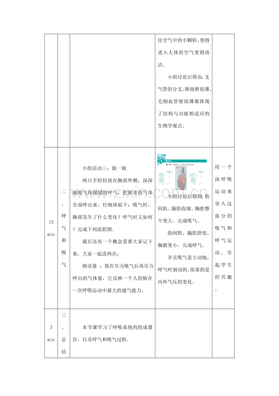 秋七年级生物下册 10.3 人体和外界环境的气体交换教学设计 （新版）苏教版-（新版）苏教版初中七年级下册生物教案.doc_第3页