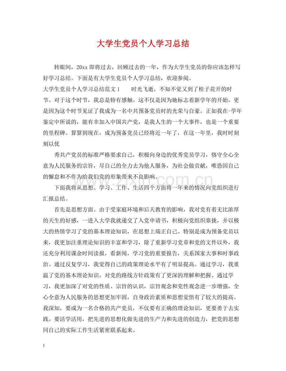 大学生党员个人学习总结.docx_第1页