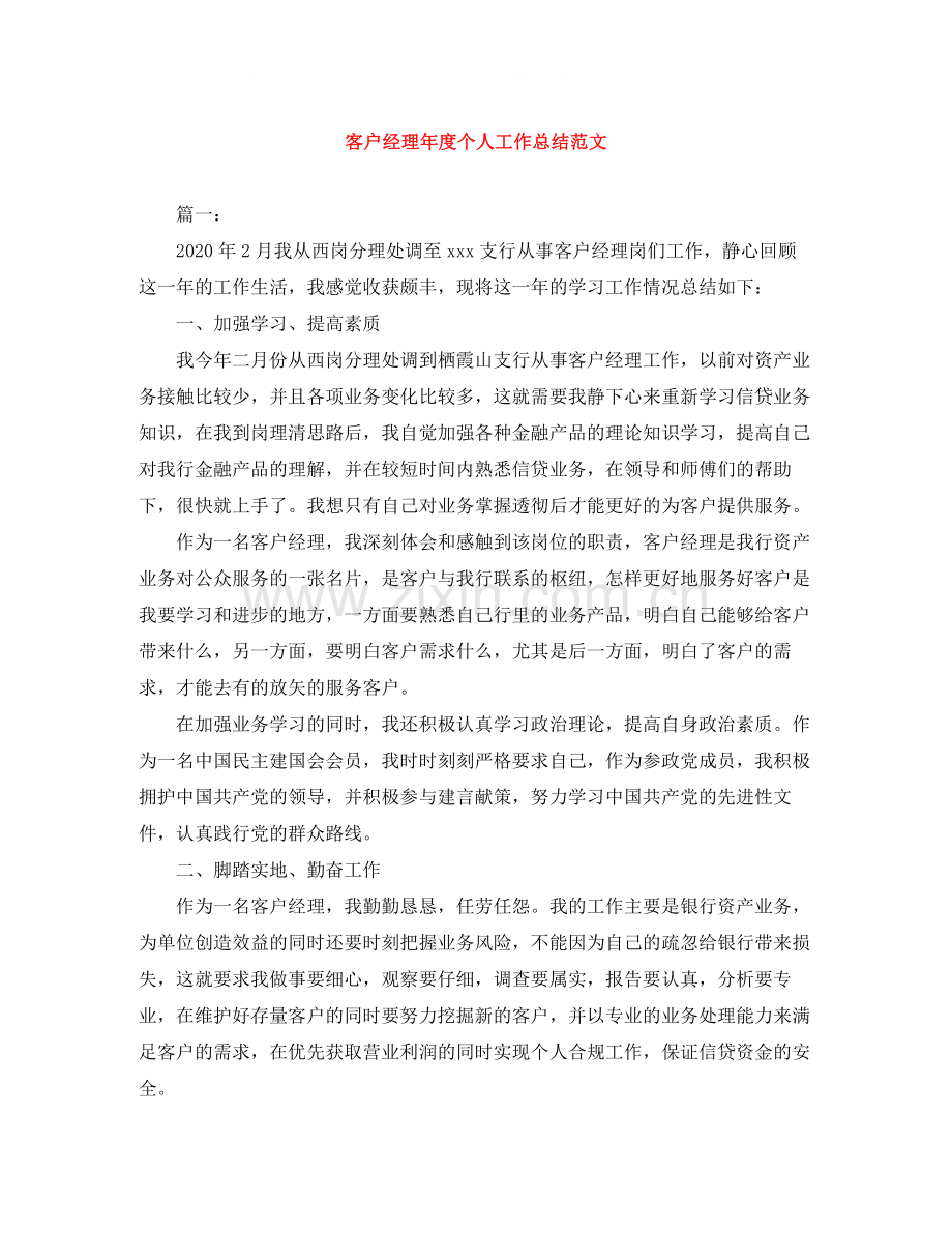 客户经理年度个人工作总结范文.docx_第1页