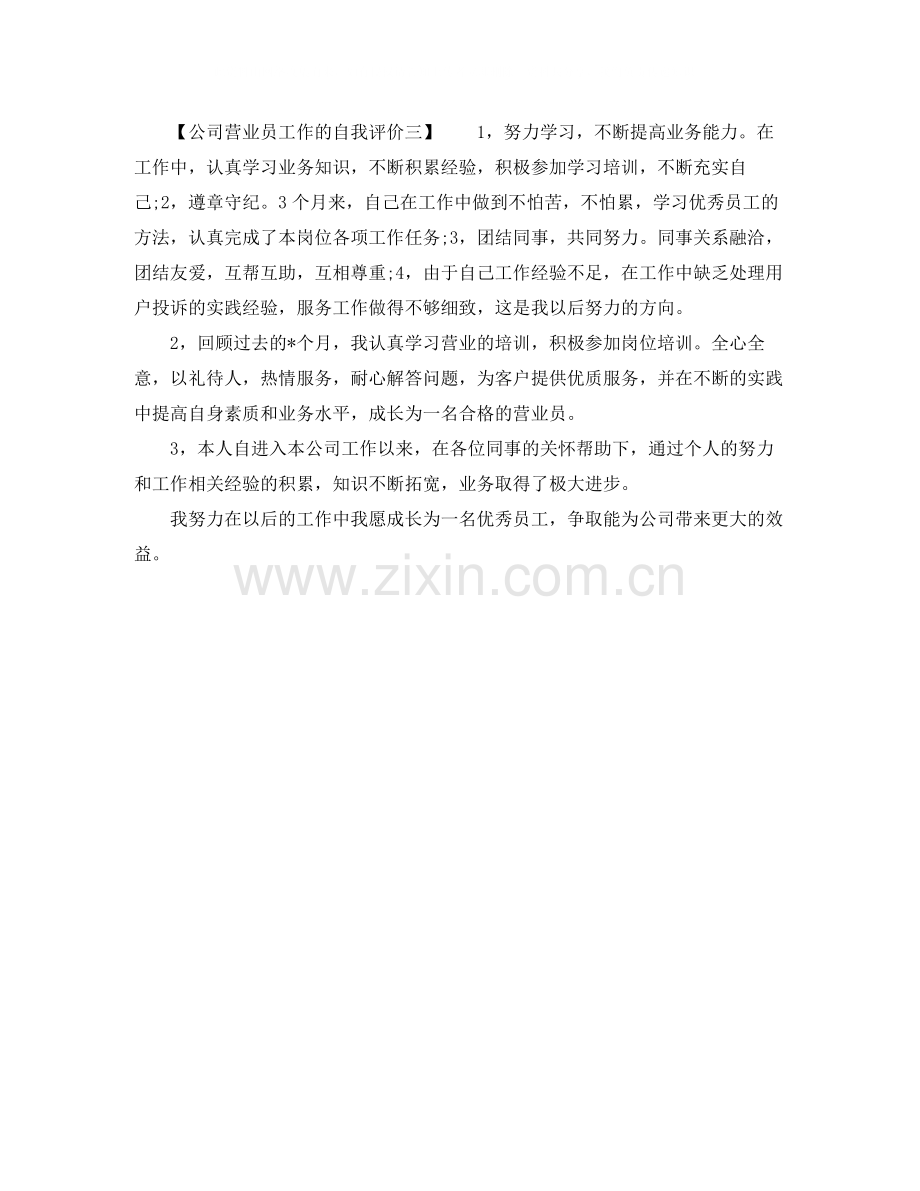 公司营业员工作的自我评价【篇】.docx_第3页