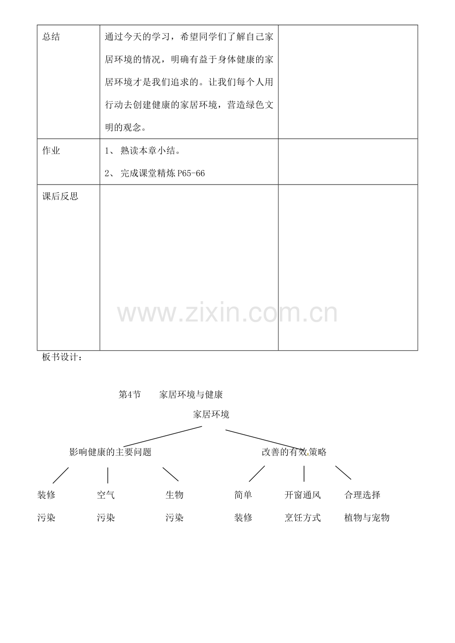 八年级生物下册 24.4 家居环境与健康教案 （新版）北师大版-（新版）北师大版初中八年级下册生物教案.doc_第3页