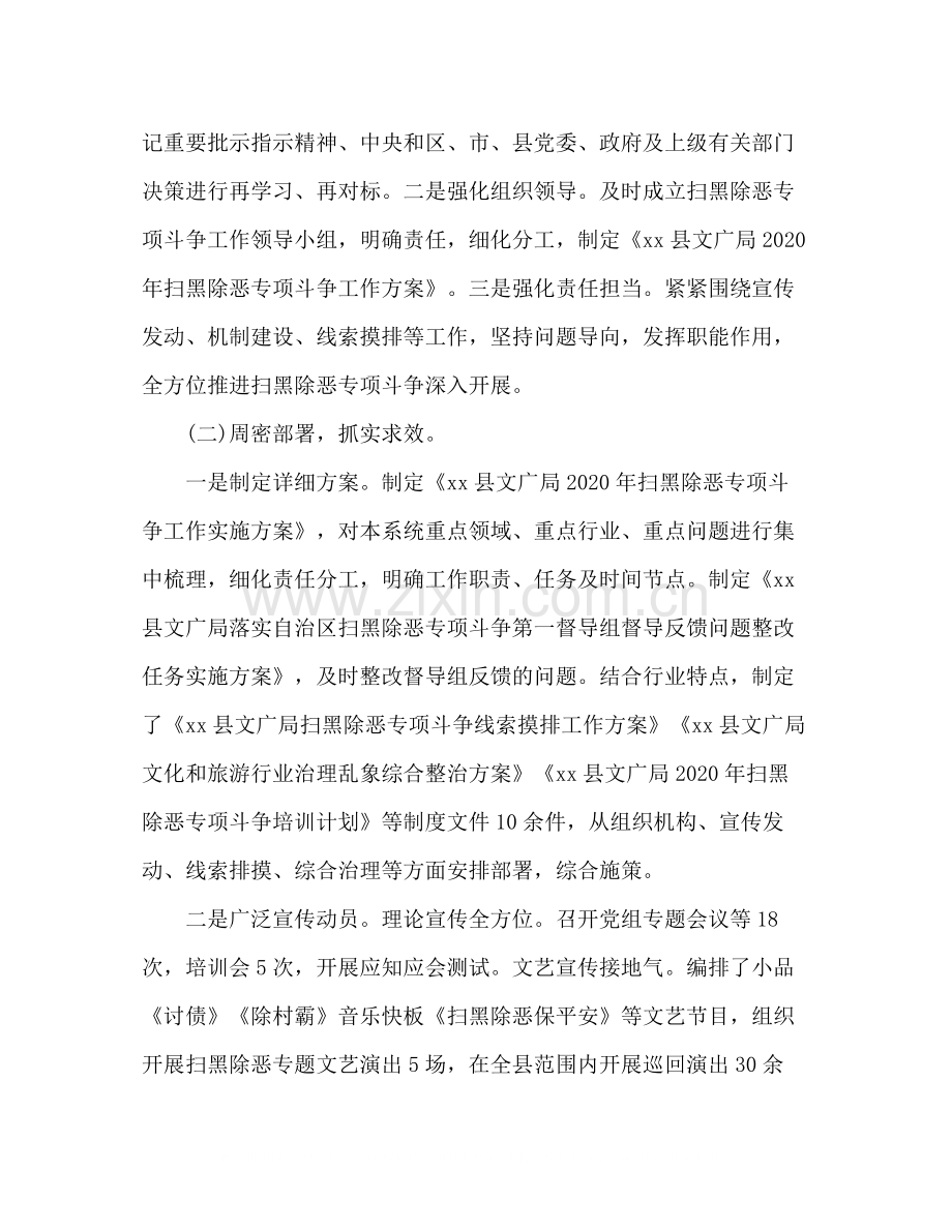 扫黑除恶专项斗争工作总结文广局).docx_第2页