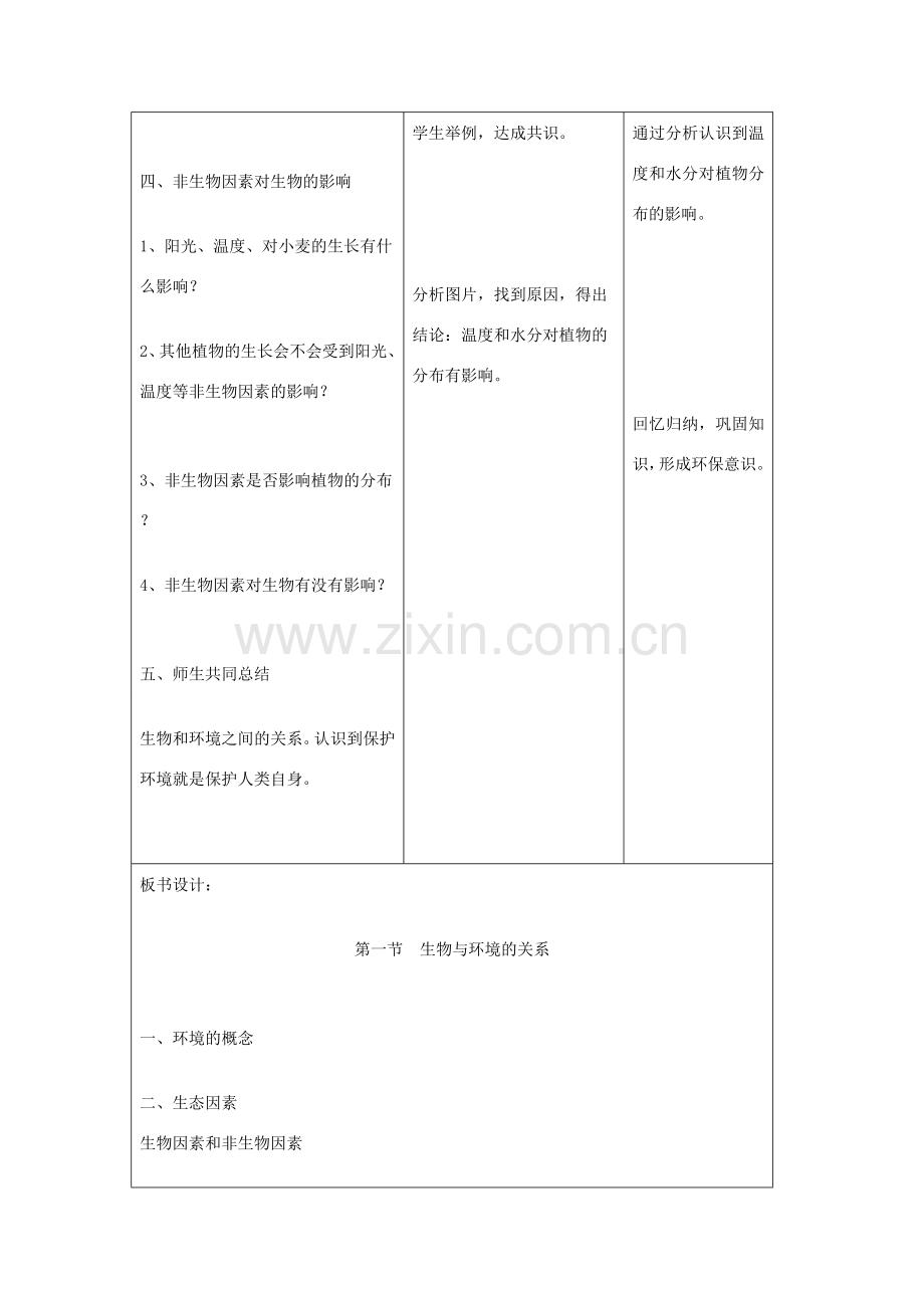 吉林省四平市第十七中学七年级生物上册 生物与环境的关系（一）教案2 新人教版.doc_第3页