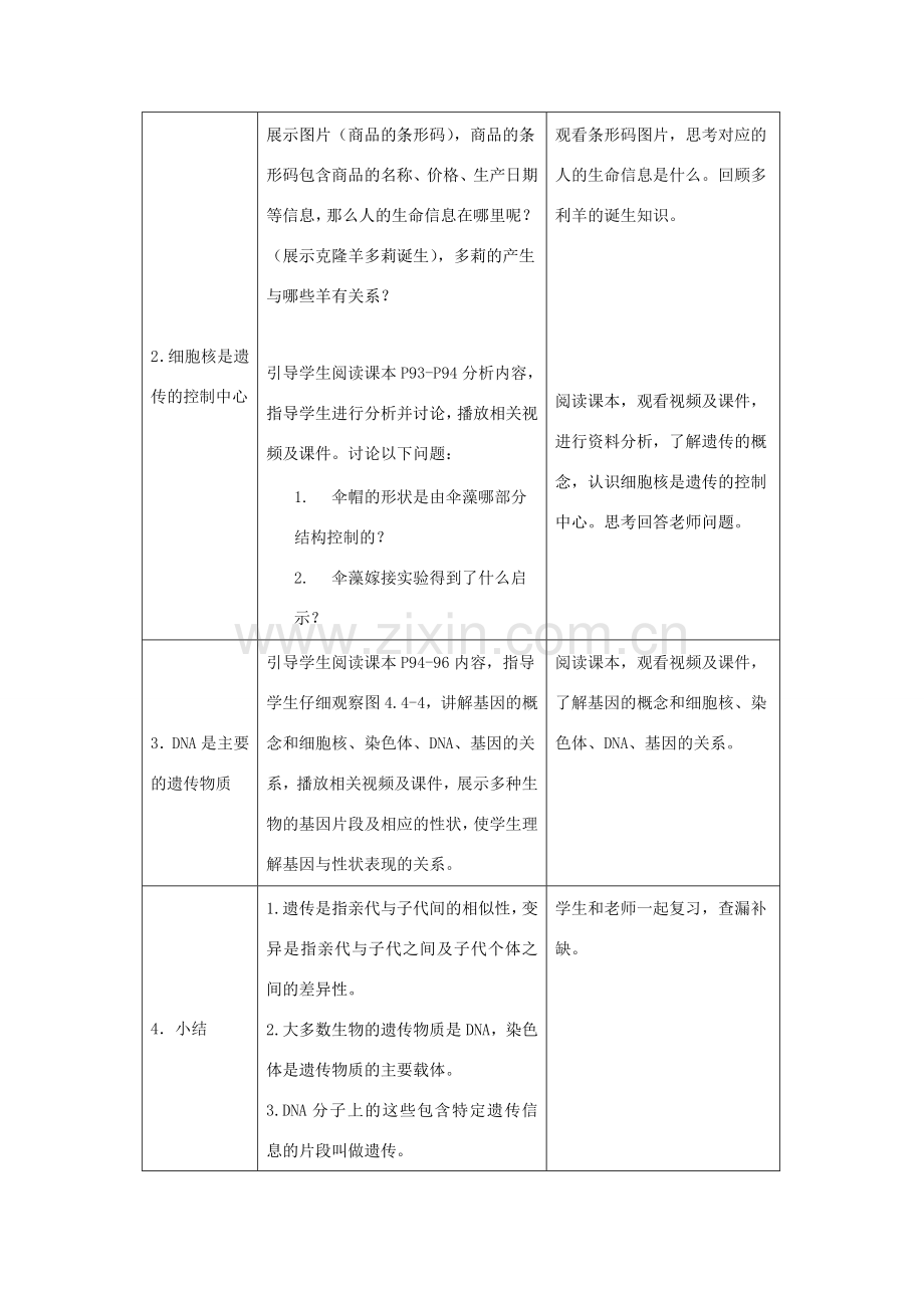 八年级生物上册 4.4.1《遗传的物质基础》教案2 （新版）济南版-（新版）济南版初中八年级上册生物教案.doc_第2页