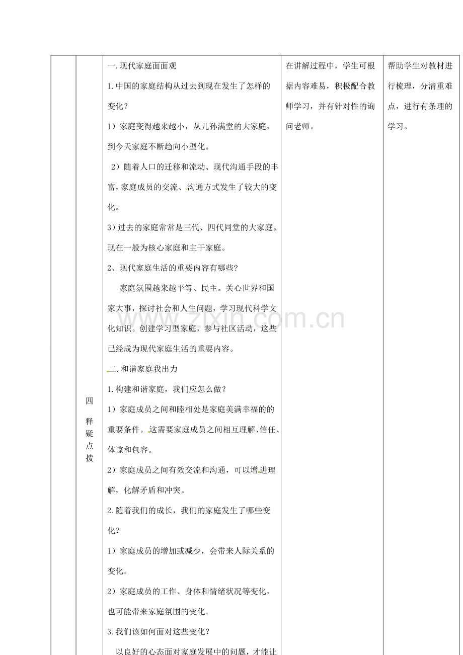 云南省昆明市东川区七年级道德与法治上册 第三单元 师长情谊 第七课 亲情之爱 第3框 让家更美好教案 新人教版-新人教版初中七年级上册政治教案.doc_第3页