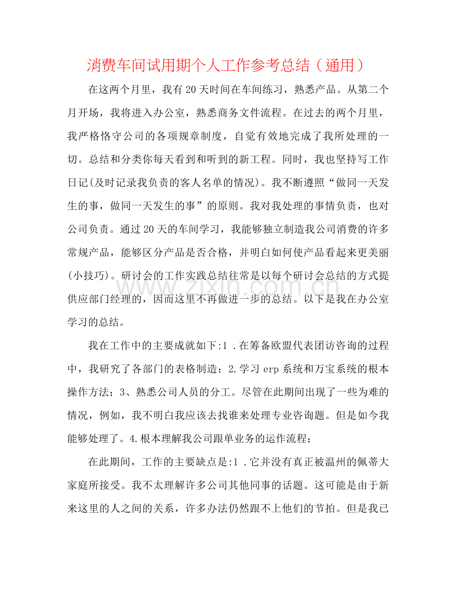 生产车间试用期个人工作参考总结（通用）.docx_第1页