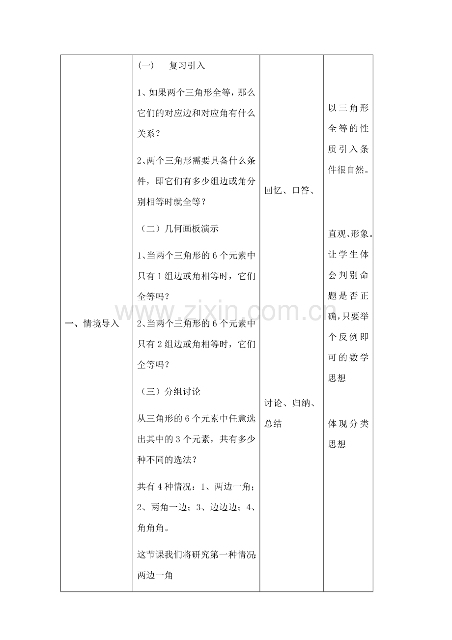 七年级数学探索全等三角形的教案1苏教版.doc_第2页