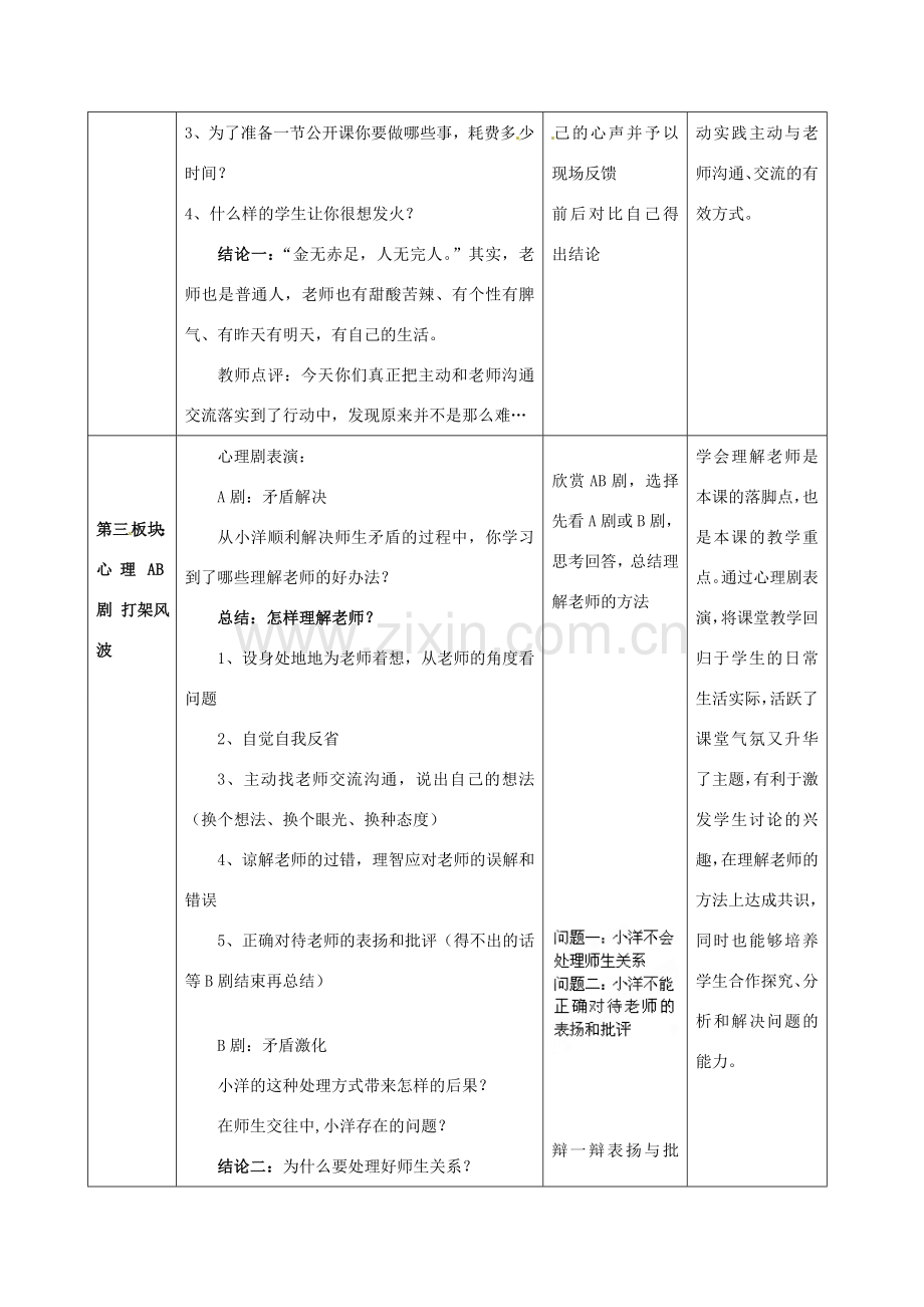 江苏省常州市花园中学八年级政治上册 第六课 第3框 理解我们的老师教案 苏教版.doc_第2页