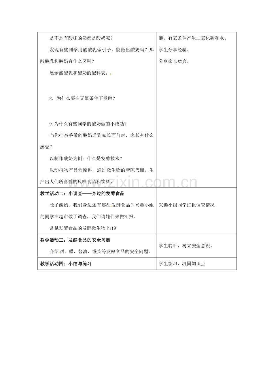 八年级生物下册 第9单元 第25章 第1节《发酵技术》教案 北师大版.doc_第3页