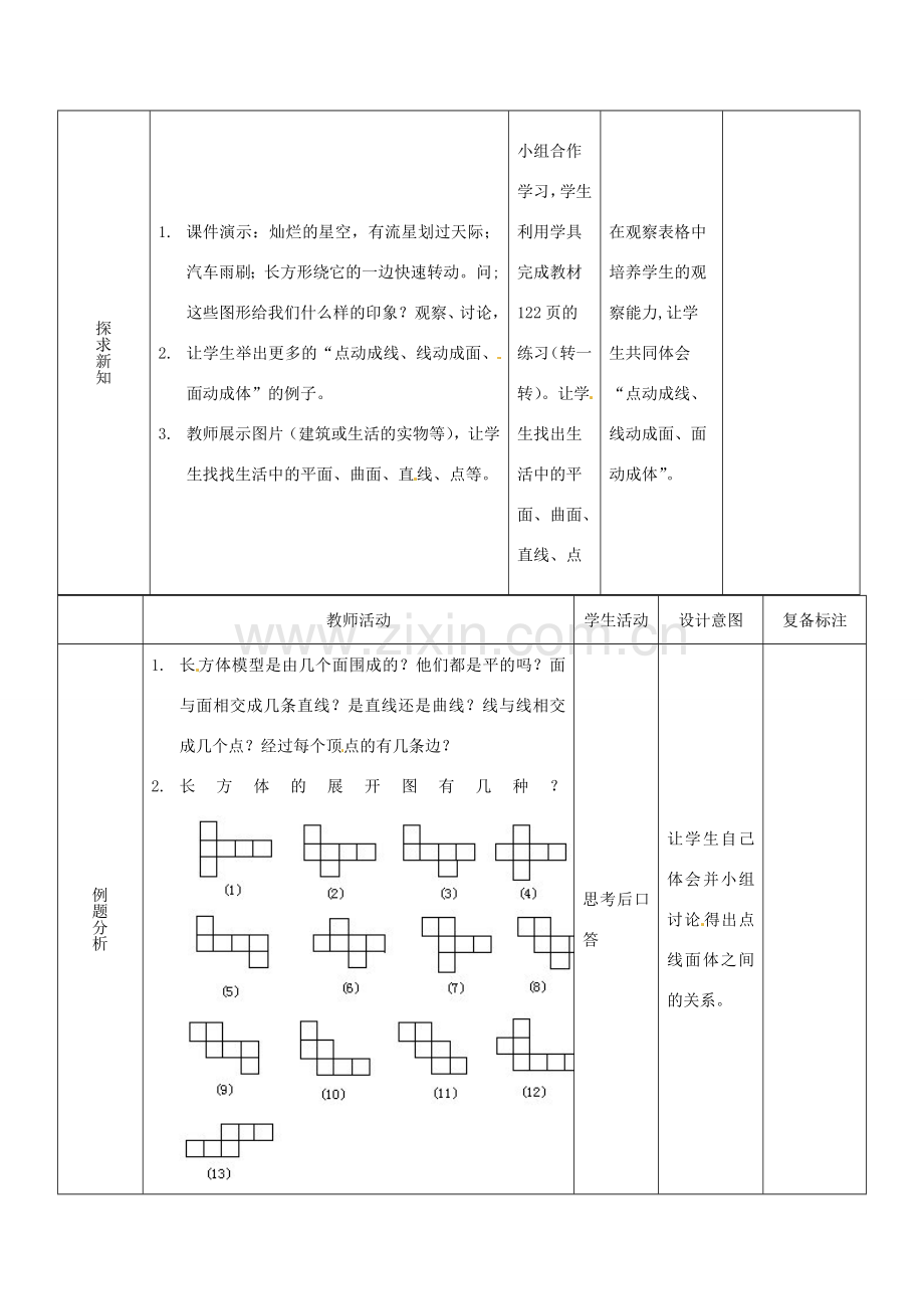 山东省滨州市邹平实验中学七年级数学下册 4.1.2点线面体教案 新人教版.doc_第2页