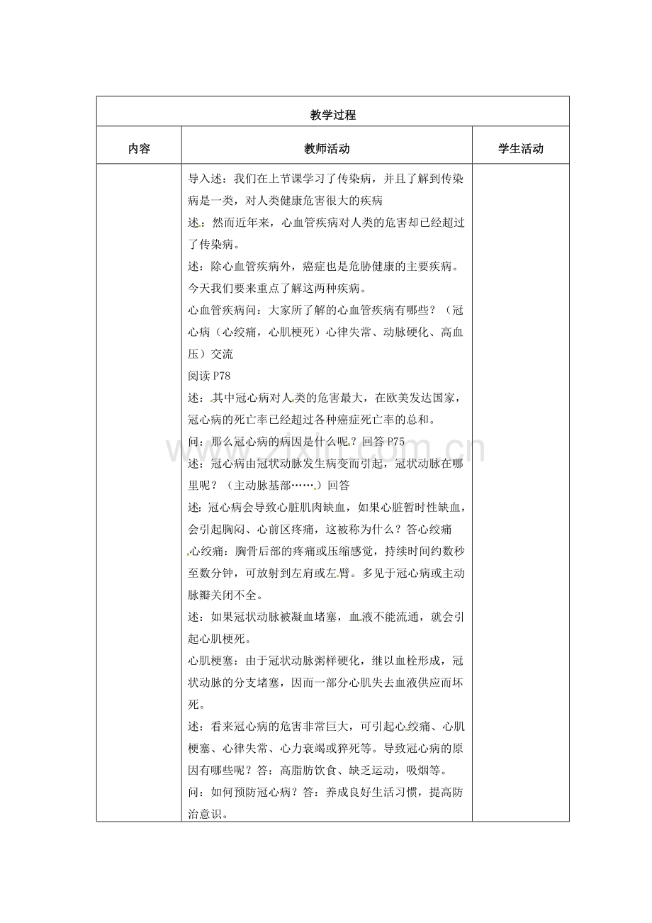 江苏省盐城东台市唐洋镇八年级生物上册《第二节 威胁健康的主要疾病（1课时）》教案 苏教版.doc_第2页