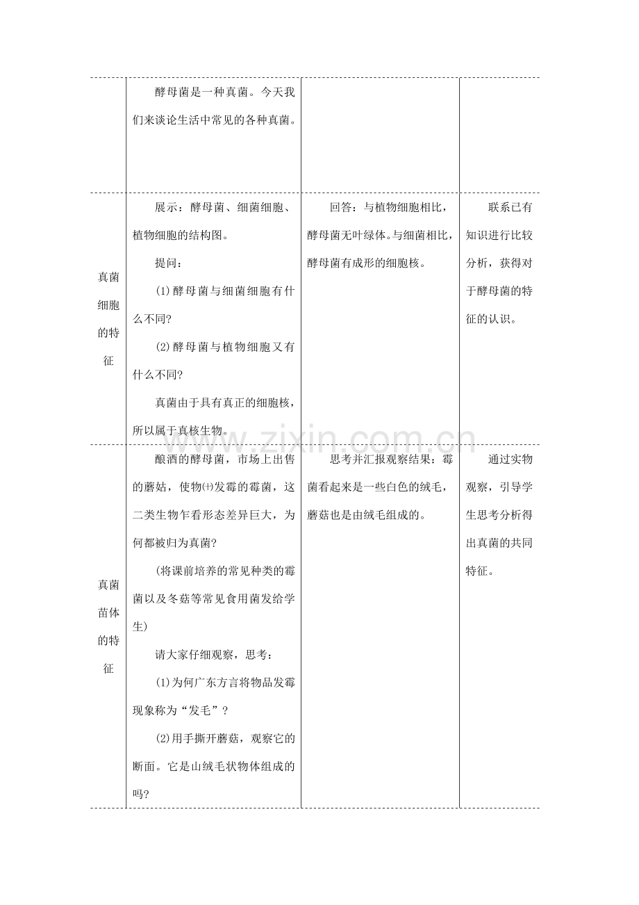 八年级生物上册 第五单元 第四章 第三节 真菌教案1 （新版）新人教版-（新版）新人教版初中八年级上册生物教案.doc_第2页