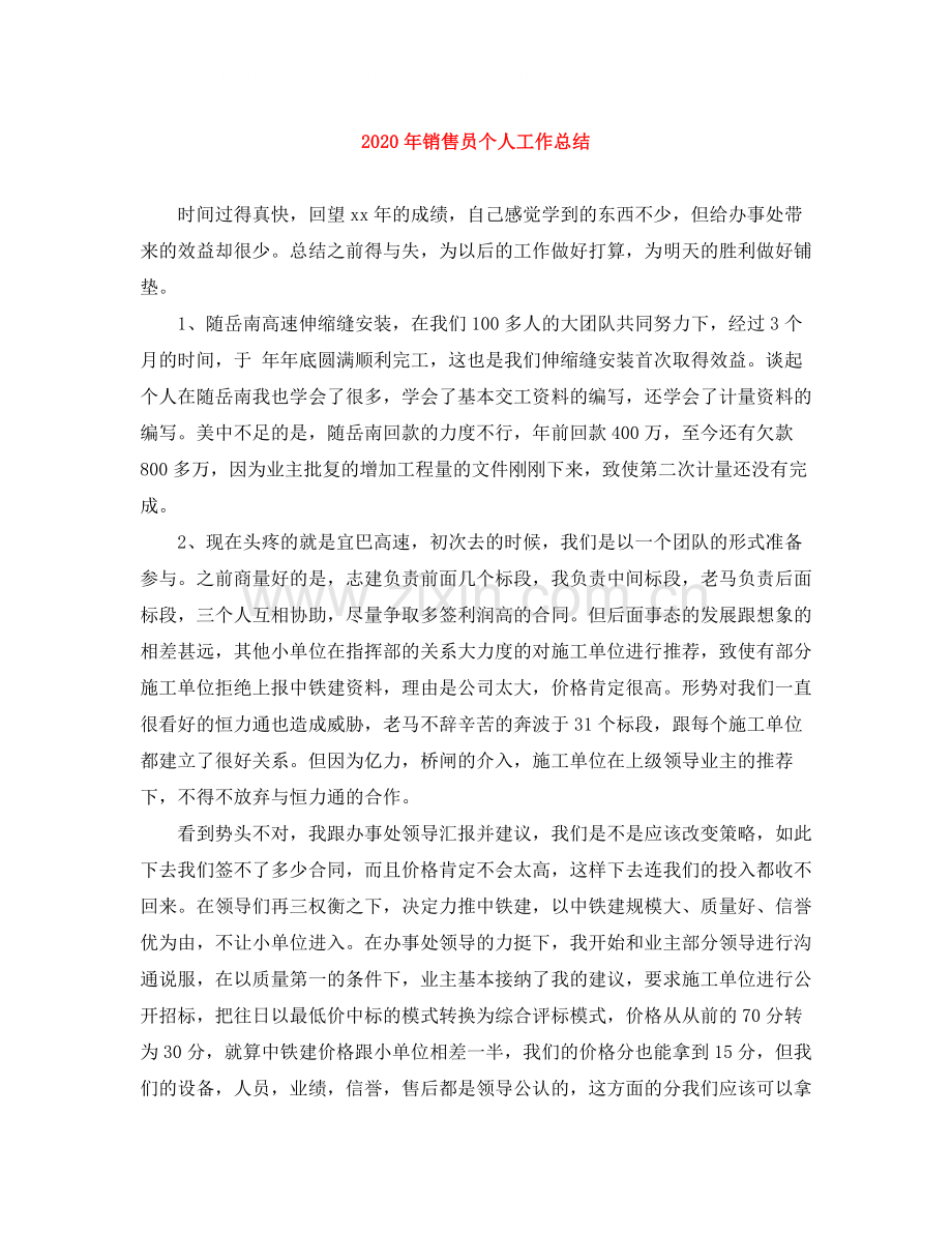 2020年销售员个人工作总结.docx_第1页