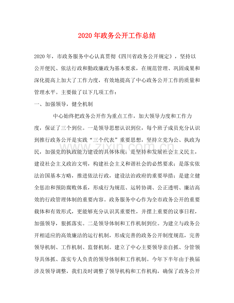 2020年政务公开工作总结.docx_第1页