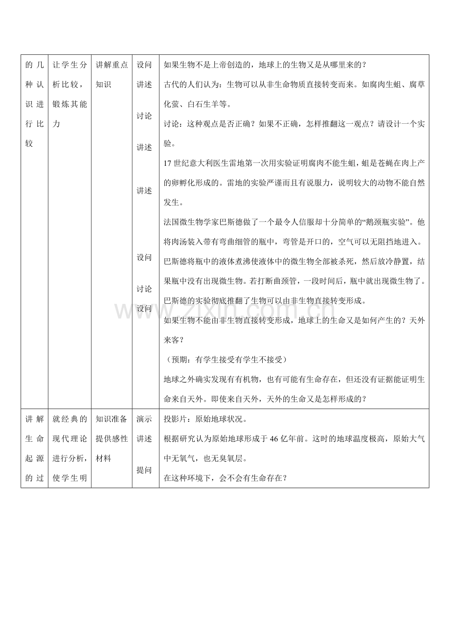 初二生物 第十五章第一节生命的起源教案.doc_第3页